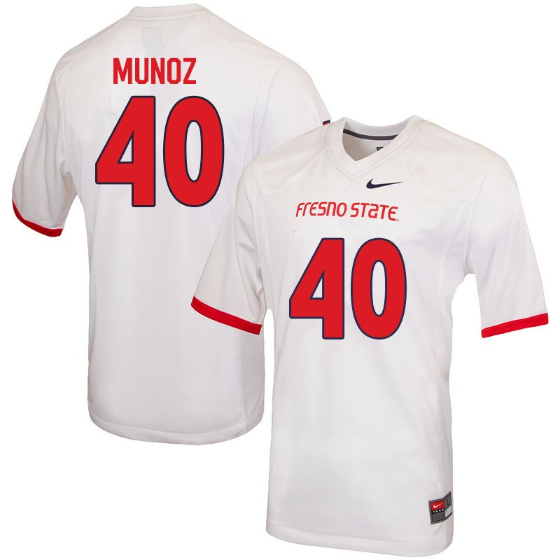 Men #40 Michael Munoz Fresno State Bulldogs College Football Jerseys Sale-White